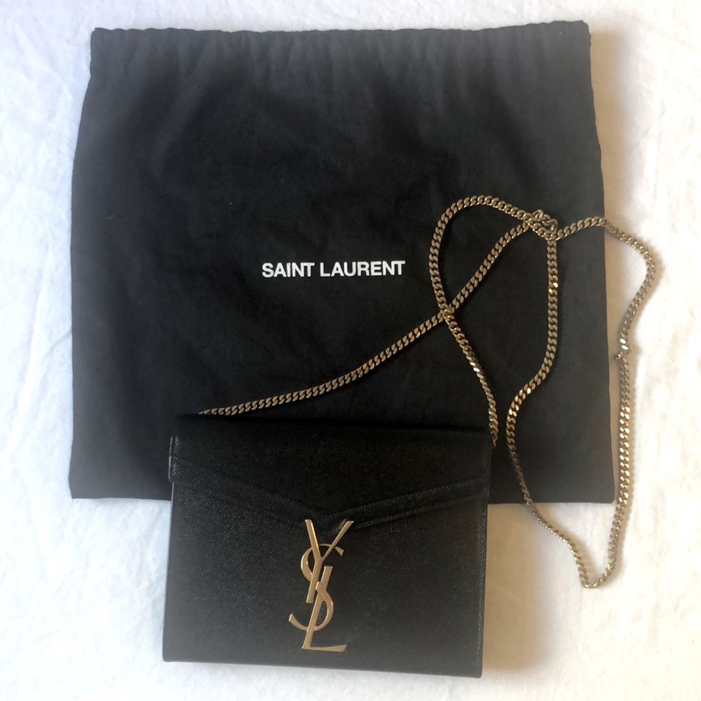 Saint Laurent Cassandre Leather Wallet in Chain